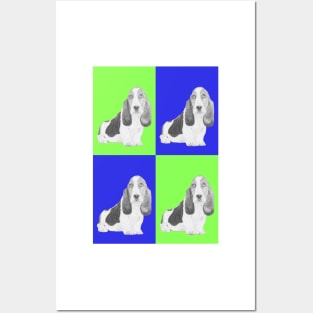 Basset Hound Puppy in blue and green Posters and Art